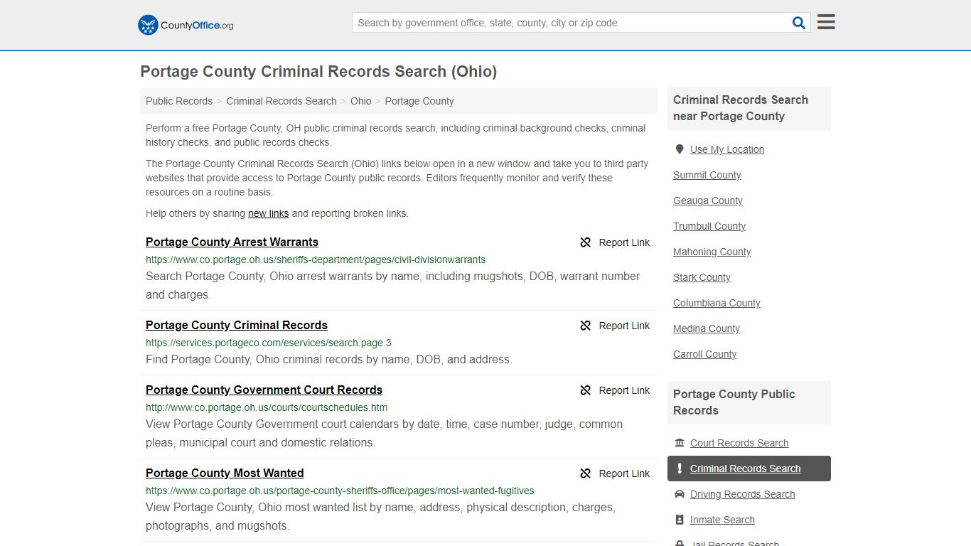 Criminal Records Search - Portage County, OH (Arrests ...